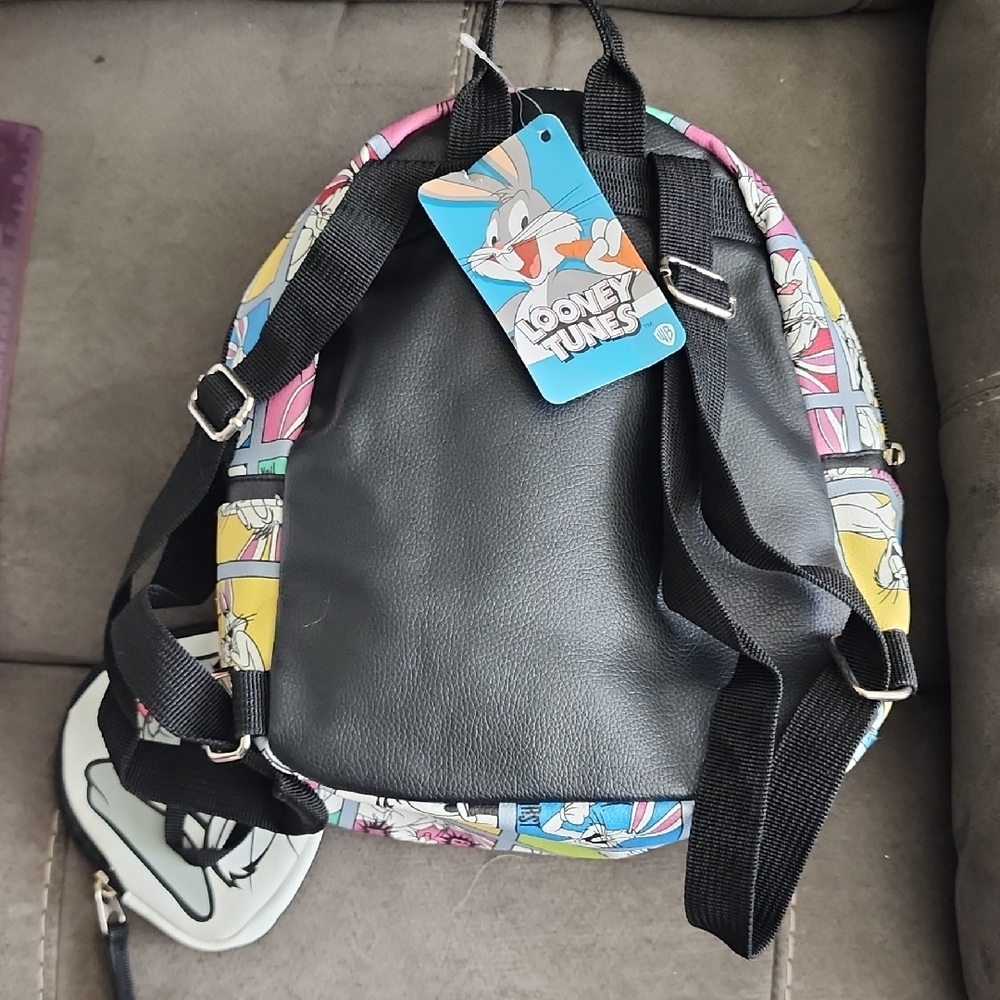 Warner Bros. Looney Tunes Navy and Cream Backpack Interior Label - Picture 6 of 6